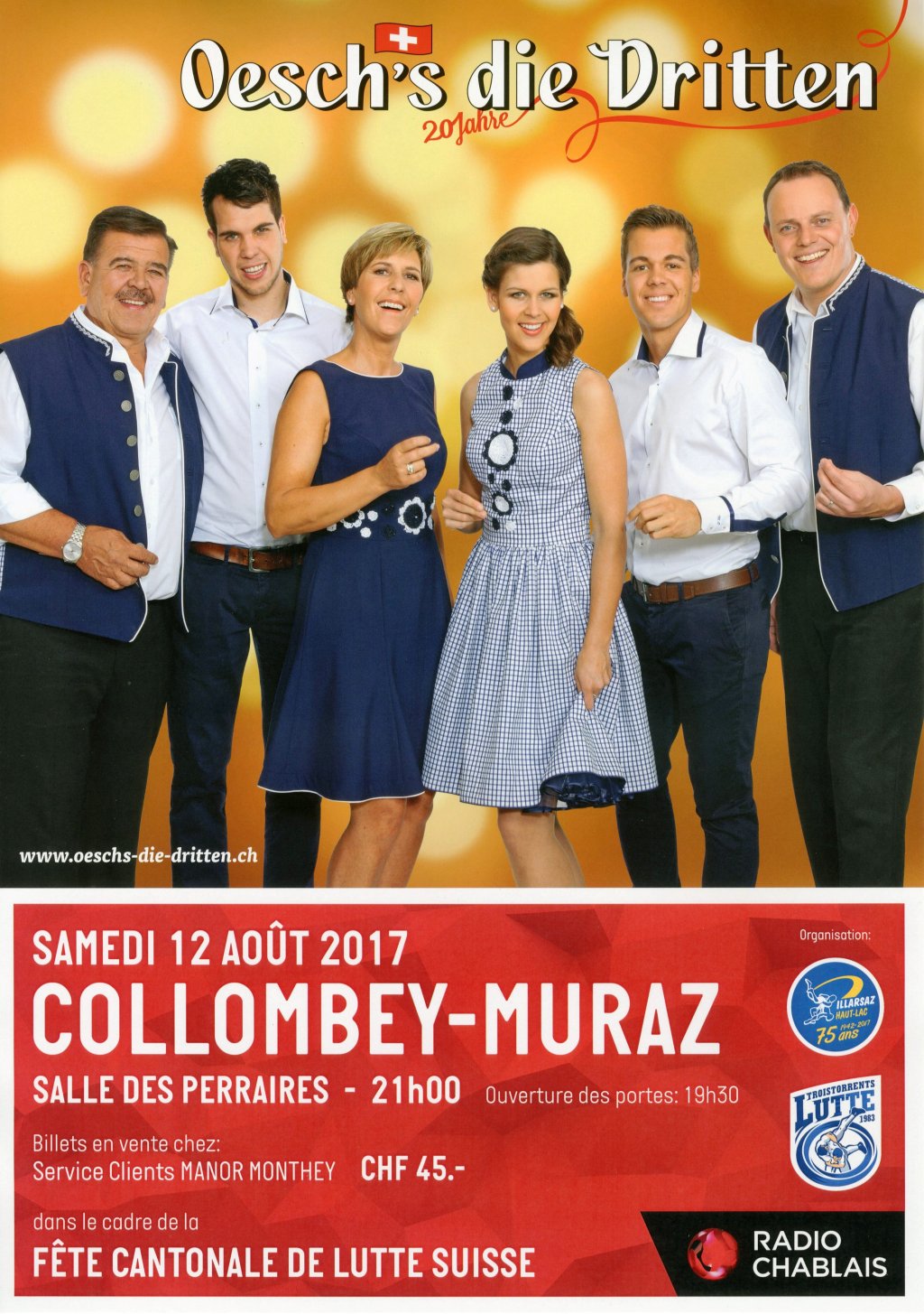 Fête de lutte suisse + Concert Oesch's die Dritten Collombey 12-13.08.17