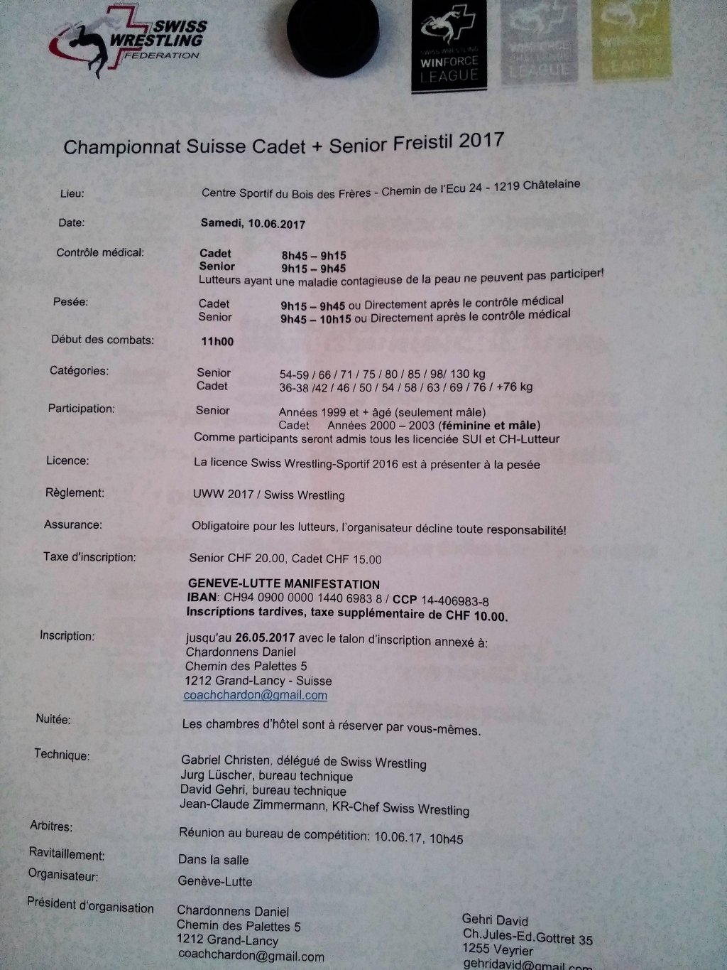 Championnat suisse Genève Cadet/actifs